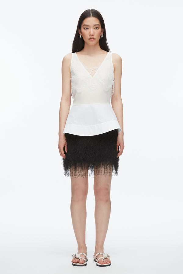 Phillip Lim Chiffon Peplum Tank With Lace IVORY-WHT