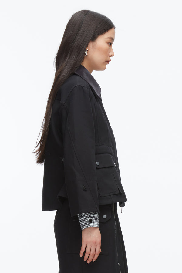 Phillip Lim Cropped Flounce Barn Jacket BLACK MULTI