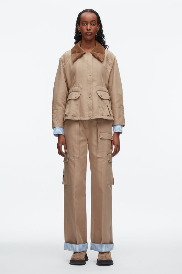 Phillip Lim Cropped Flounce Barn Jacket PRALINE MULTI