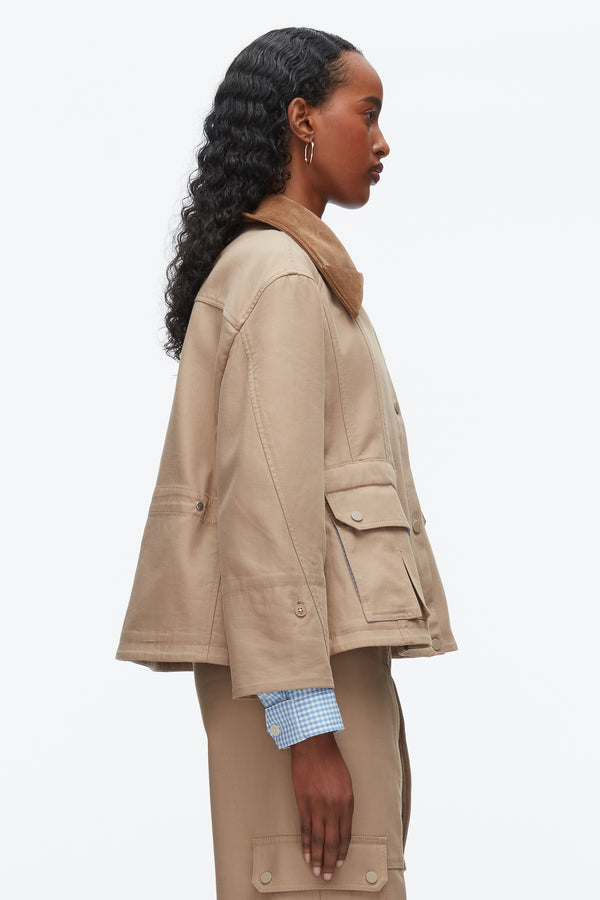 Phillip Lim Cropped Flounce Barn Jacket PRALINE MULTI