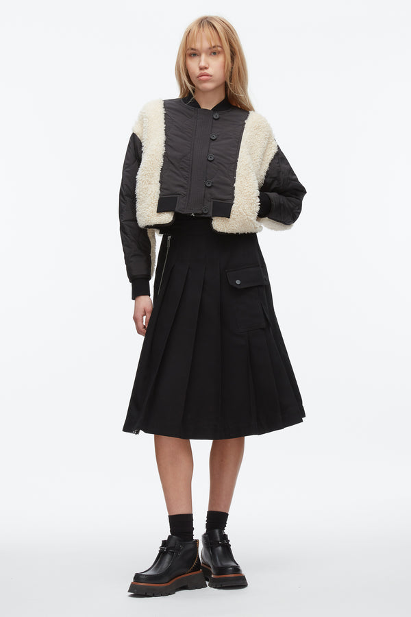 phillip lim Cropped Sherpa Combo Bomber BLACK-NATURAL