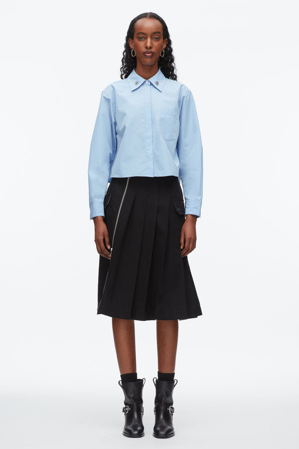 Phillip Lim Cropped Shirt With Embroidered Collar OXFORD BLUE