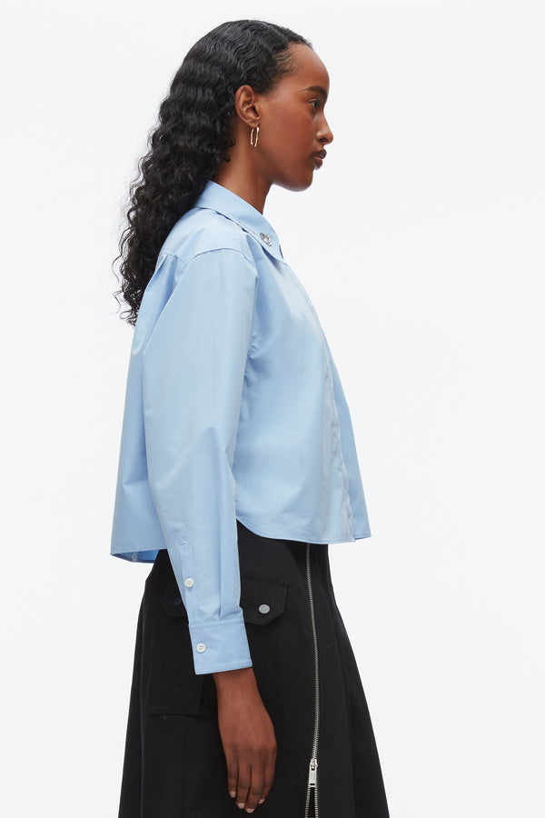 Phillip Lim Cropped Shirt With Embroidered Collar OXFORD BLUE