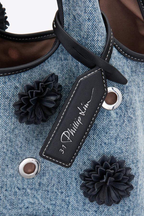 Phillip Lim Denim Market Tote With Leather Flowers WASHED INDIGO