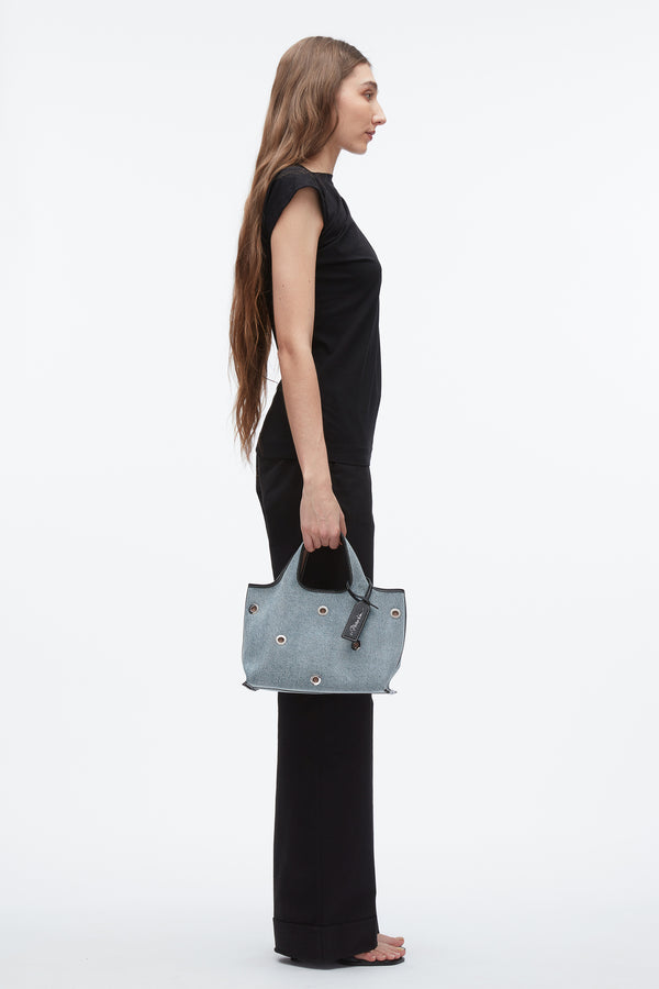 Phillip Lim Denim Mini Market Tote With Grommets WASHED INDIGO