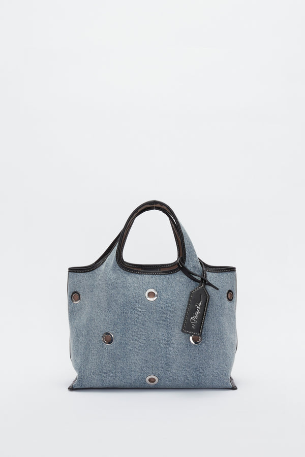 phillip lim Denim Mini Market Tote with Grommets WASHED INDIGO