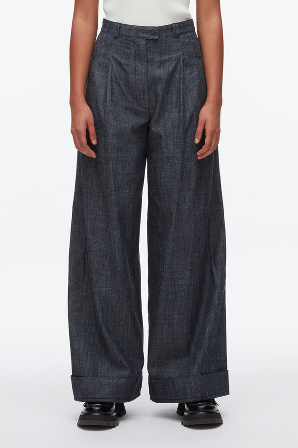 Phillip Lim Double Pleat Wide Leg Pant WASHED INDIGO