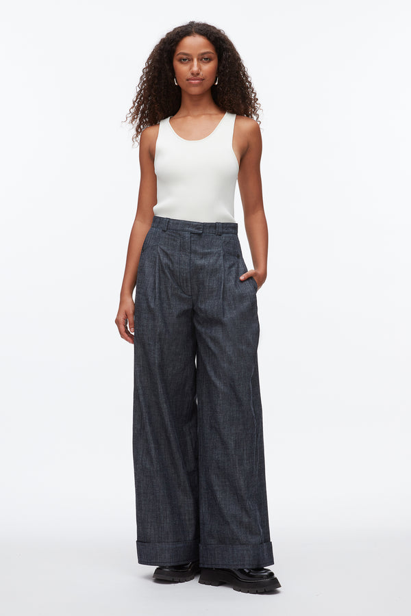 phillip lim Double Pleat Wide Leg Pant WASHED INDIGO