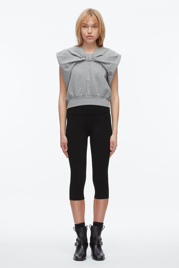 Phillip Lim Draped Bow French Terry Top GREY MELANGE
