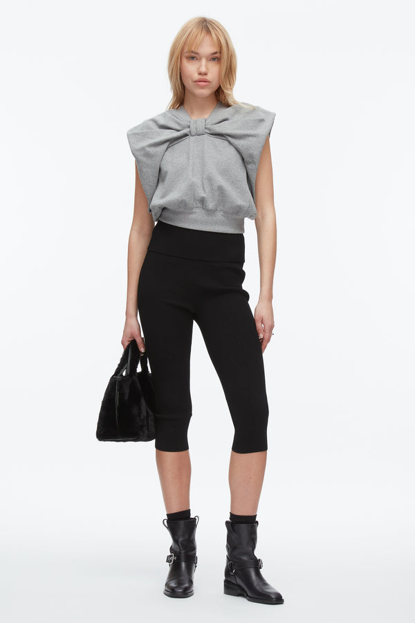 phillip lim Draped Bow French Terry Top GREY MELANGE