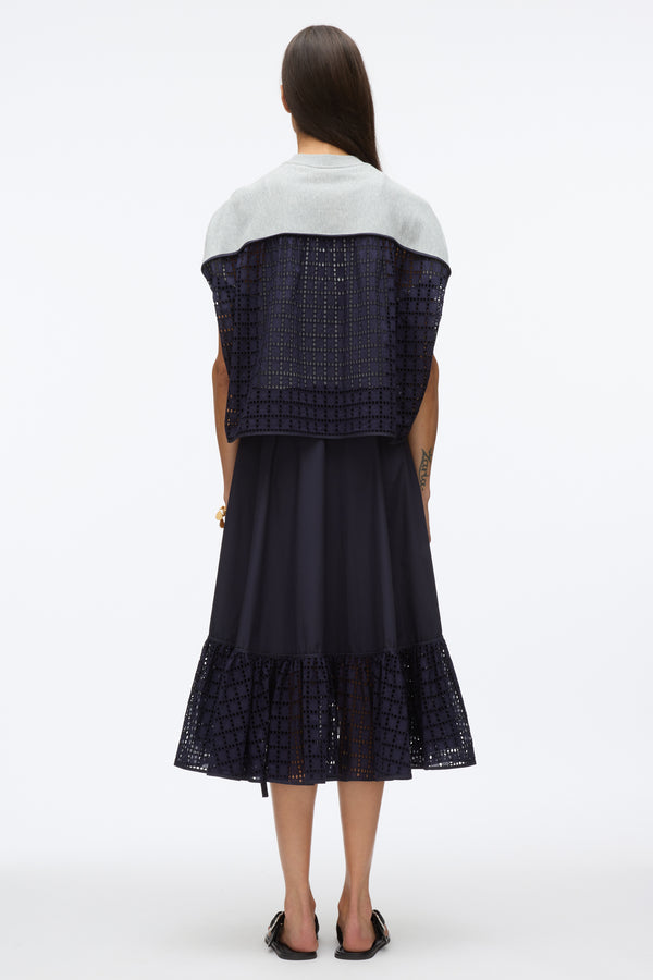 Phillip Lim French Terry Dress With Broderie Anglaise MD HEATHER GREY - NAVY