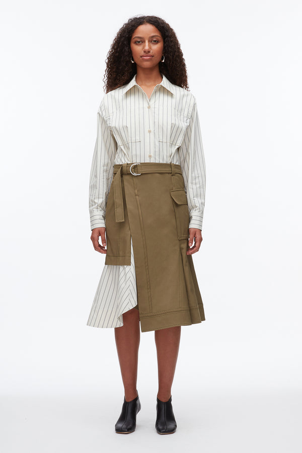 Phillip Lim Hybrid Utility Shirt Dress CAPER-CREAM MULTI