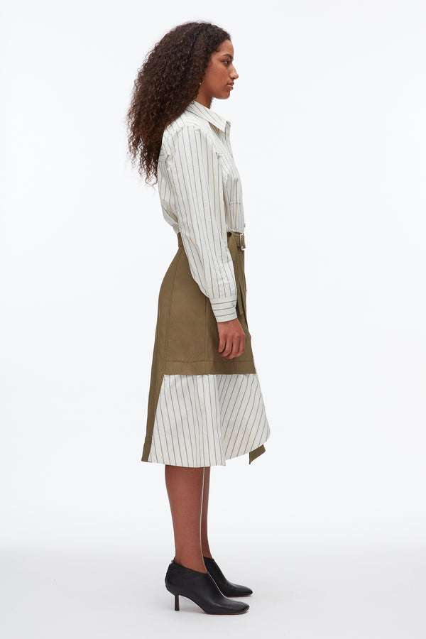Phillip Lim Hybrid Utility Shirt Dress CAPER-CREAM MULTI