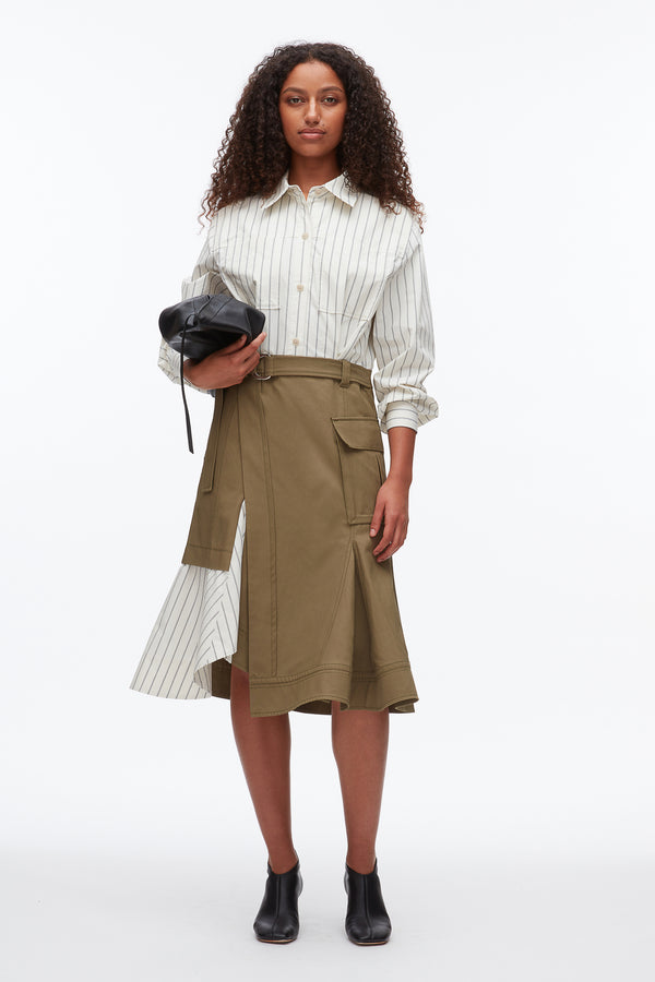 phillip lim Hybrid Utility Shirt Dress CAPER-CREAM MULTI