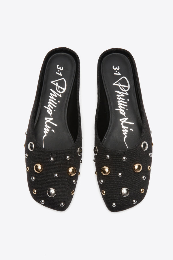 Phillip Lim ID Mule Flat With Dome Embellishment BLACK