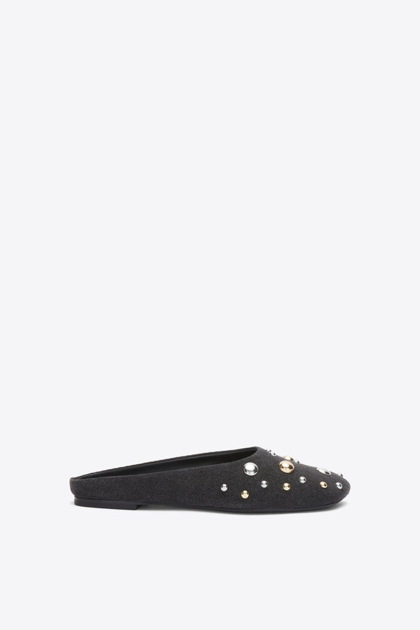 phillip lim ID Mule Flat with Dome Embellishment BLACK