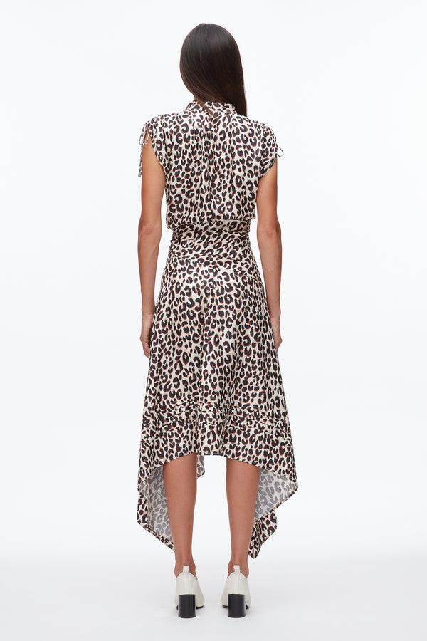 Phillip Lim Leopard Ruched Handkerchief Dress CHALK MULTI