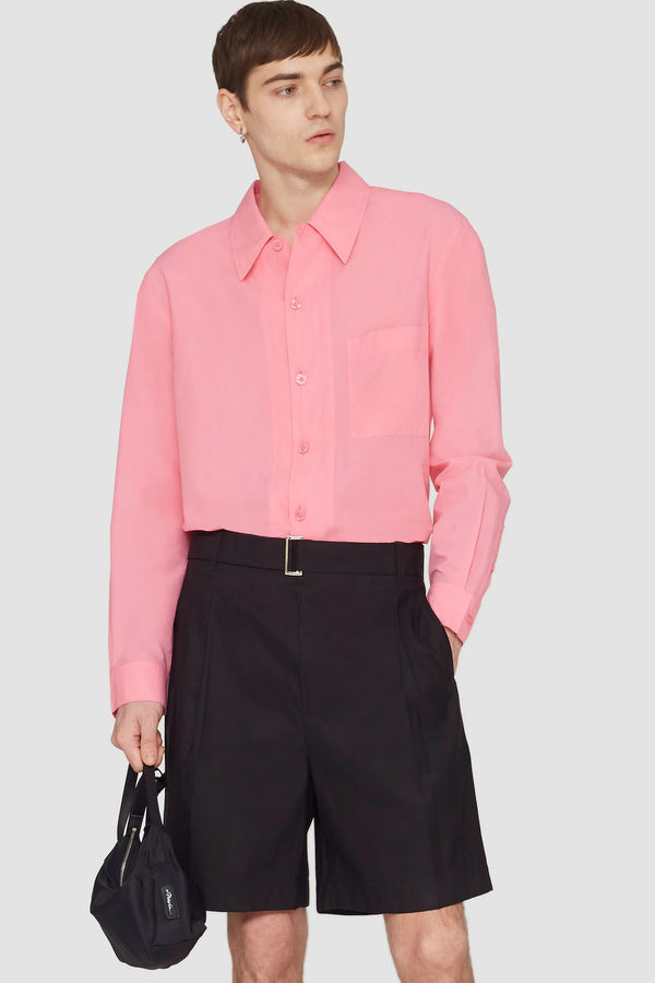 Phillip Lim Long Sleeve Convertible Collar Sheer Shirt PINK/RED