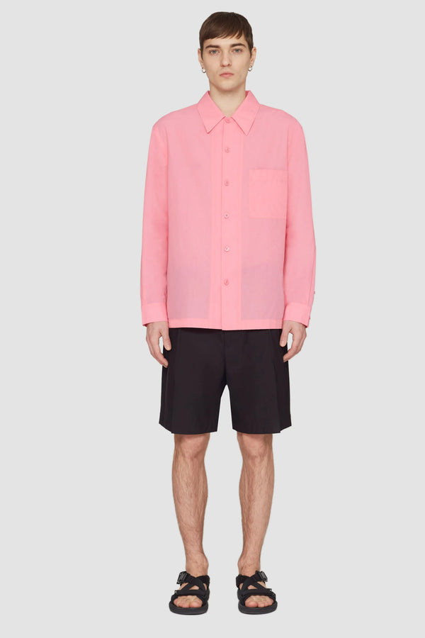 Phillip Lim Long Sleeve Convertible Collar Sheer Shirt PINK/RED