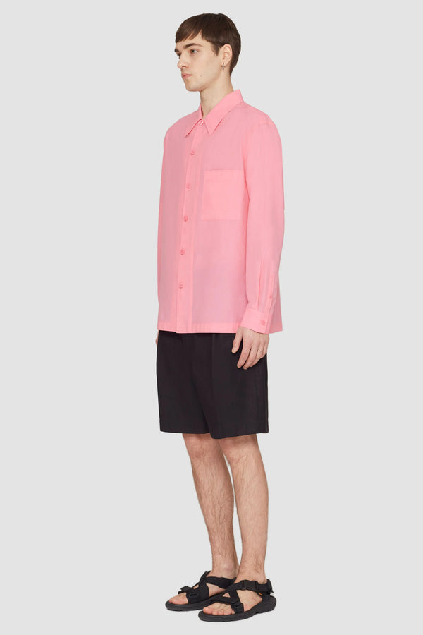 Phillip Lim Long Sleeve Convertible Collar Sheer Shirt PINK/RED