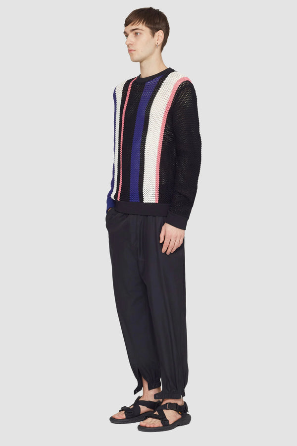 Phillip Lim Long Sleeve Stripe Pointelle Pullover BLK MULTI