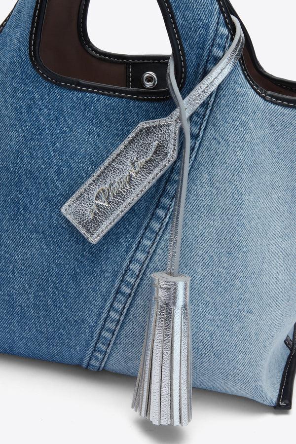 Phillip Lim Metallic Leather Tassel Charm Tag SILVER