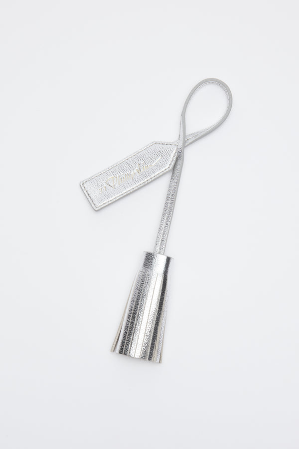 phillip lim Metallic Leather Tassel Charm Tag SILVER