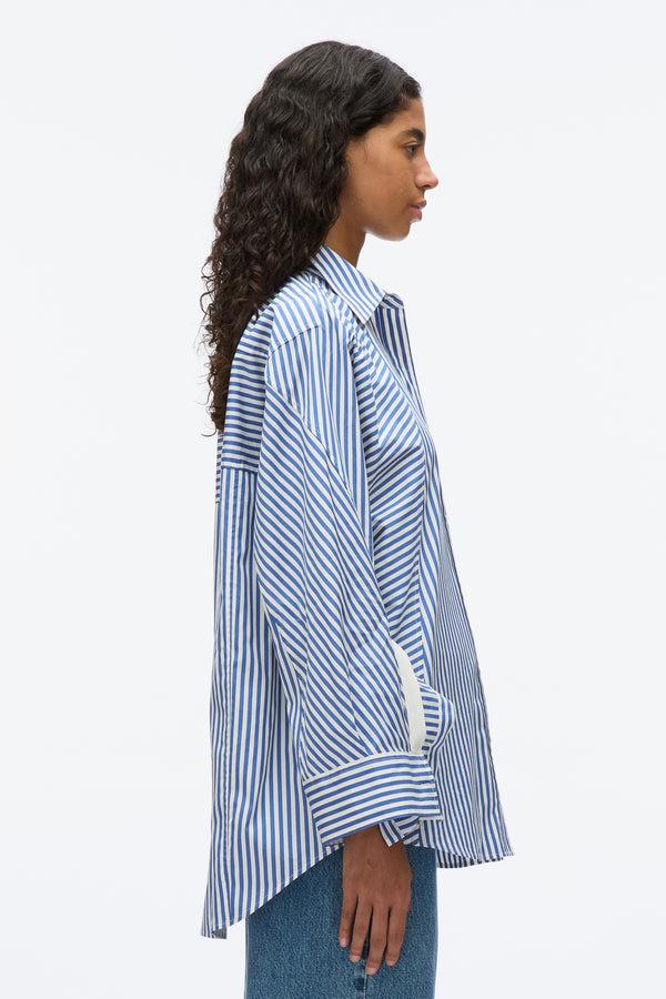 Phillip Lim Oversized Stripe Shirt With Cascade Sleeves BLUE MULTI