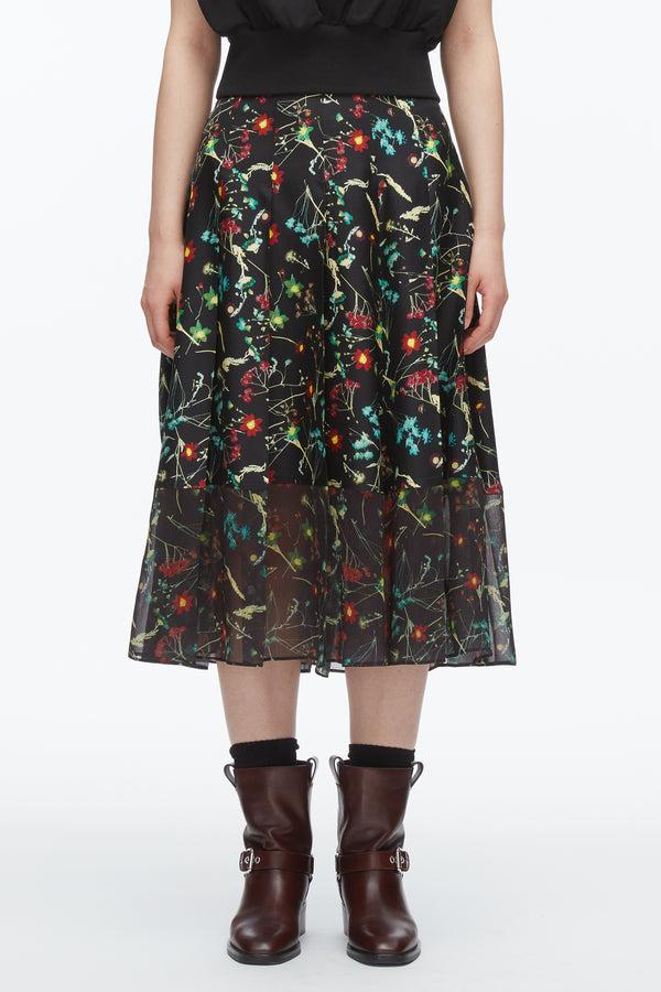 Phillip Lim Bliss Floral Pleated Skirt BLACK MULTI