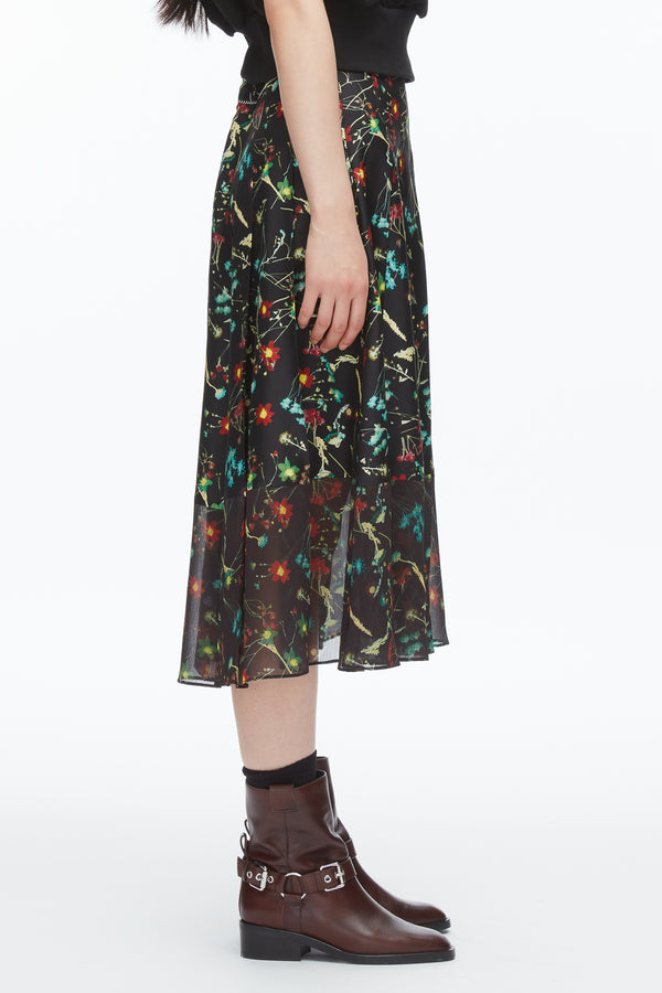Phillip Lim Bliss Floral Pleated Skirt BLACK MULTI
