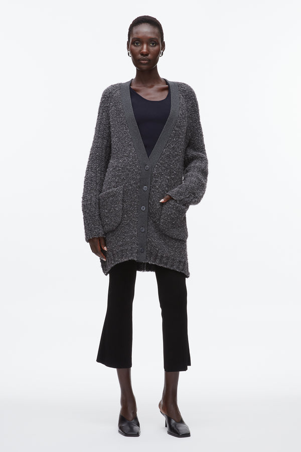 Phillip Lim Boucle Cardigan Coat CHARCOAL MELANGE