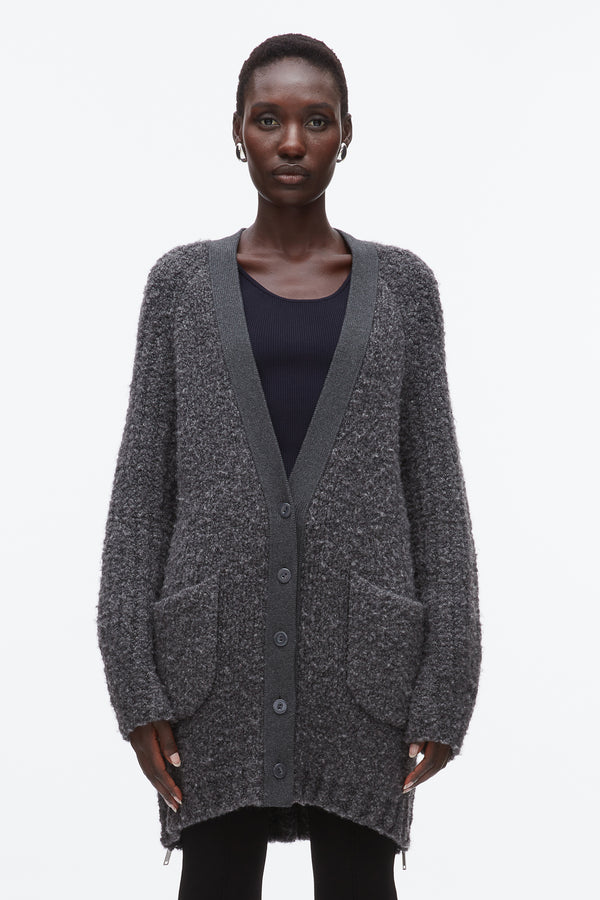 Phillip Lim Boucle Cardigan Coat CHARCOAL MELANGE