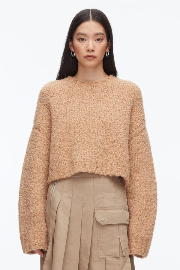 Phillip Lim Boucle Zipper Crewneck FAWN