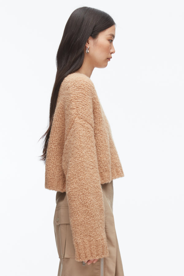 Phillip Lim Boucle Zipper Crewneck FAWN
