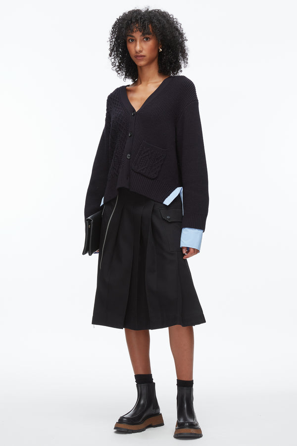 phillip lim Cable Mix Boyfriend Cardigan MIDNIGHT