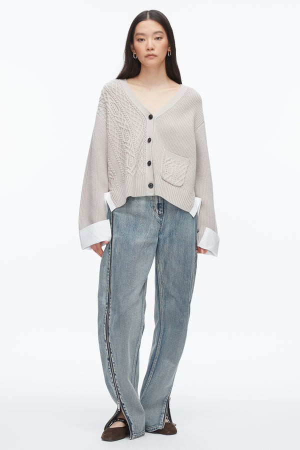 phillip lim Cable Mix Boyfriend Cardigan OYSTER