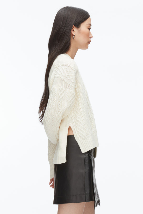 Phillip Lim Cable Mix Double Layer Crewneck IVORY
