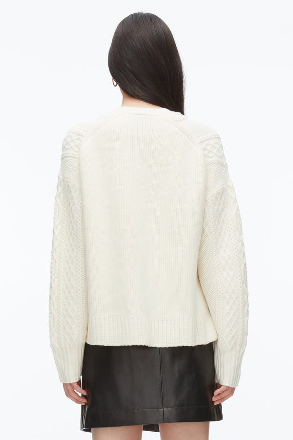 Phillip Lim Cable Mix Double Layer Crewneck IVORY