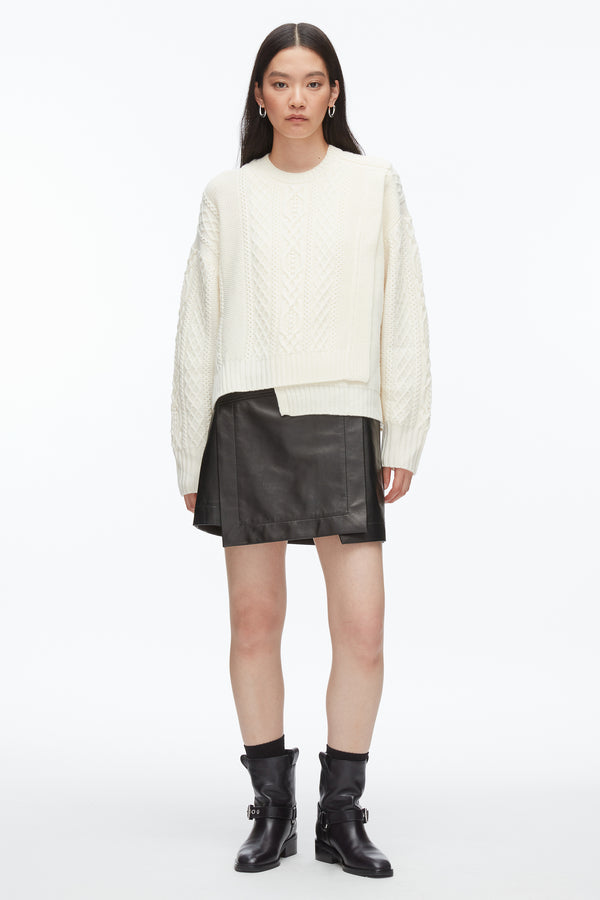 phillip lim Cable Mix Double Layer Crewneck IVORY