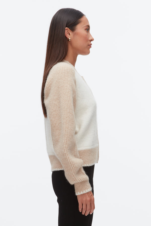 Phillip Lim Colorblock Zip Cardigan IVORY-BEIGE