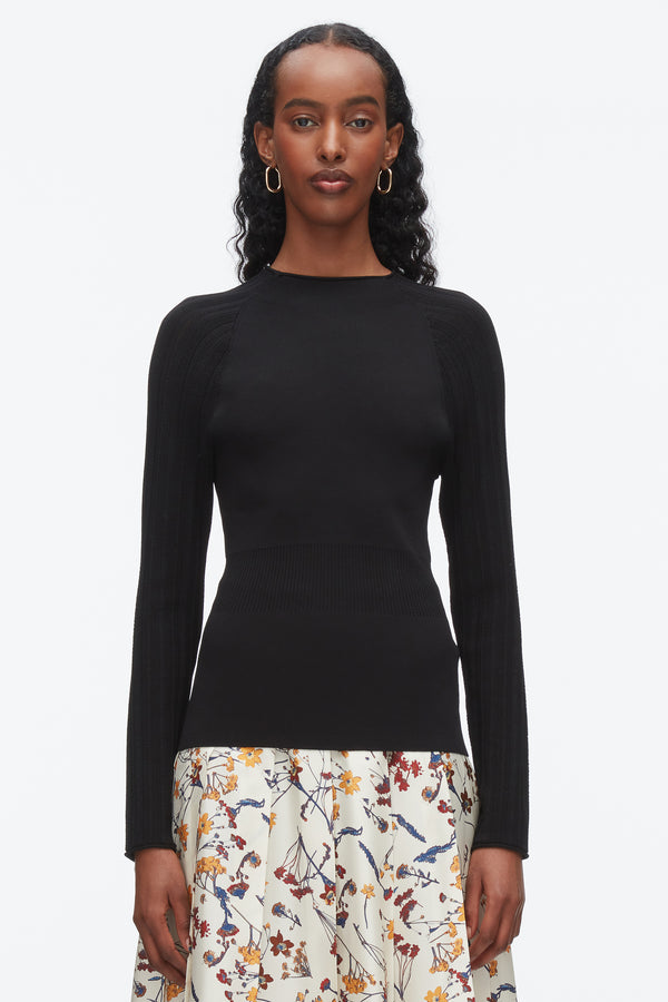 Phillip Lim Compact Rib Mockneck Top BLACK