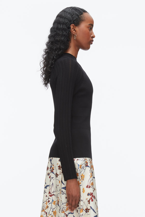 Phillip Lim Compact Rib Mockneck Top BLACK