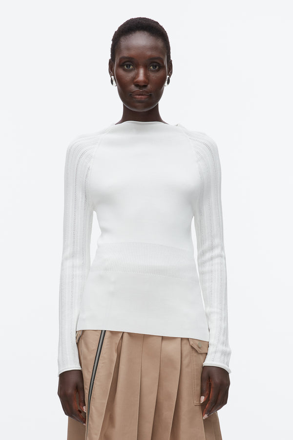 Phillip Lim Compact Rib Mockneck Top IVORY