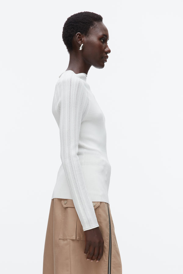 Phillip Lim Compact Rib Mockneck Top IVORY
