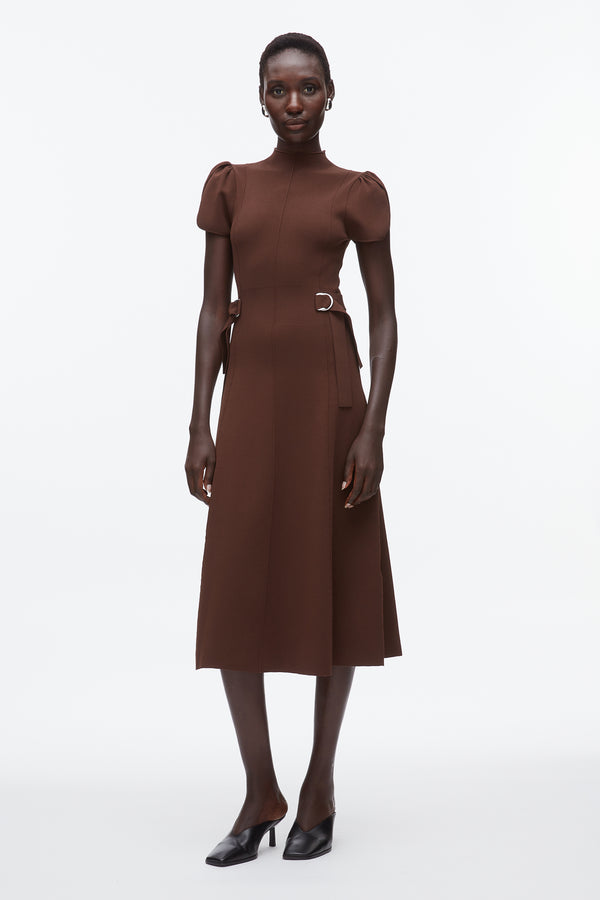 Phillip Lim Compact Rib Tulip Dress DK CHOCOLATE