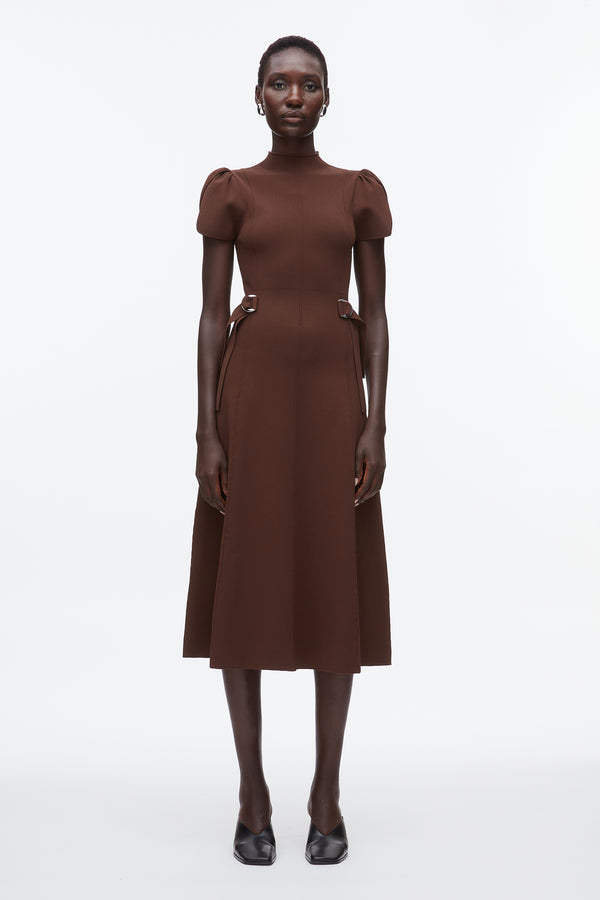 Phillip Lim Compact Rib Tulip Dress DK CHOCOLATE