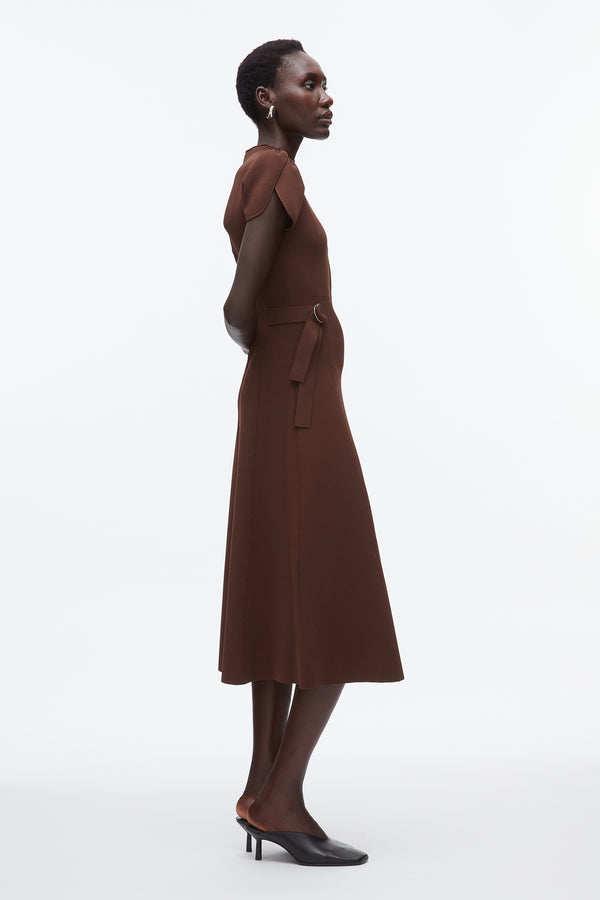 Phillip Lim Compact Rib Tulip Dress DK CHOCOLATE