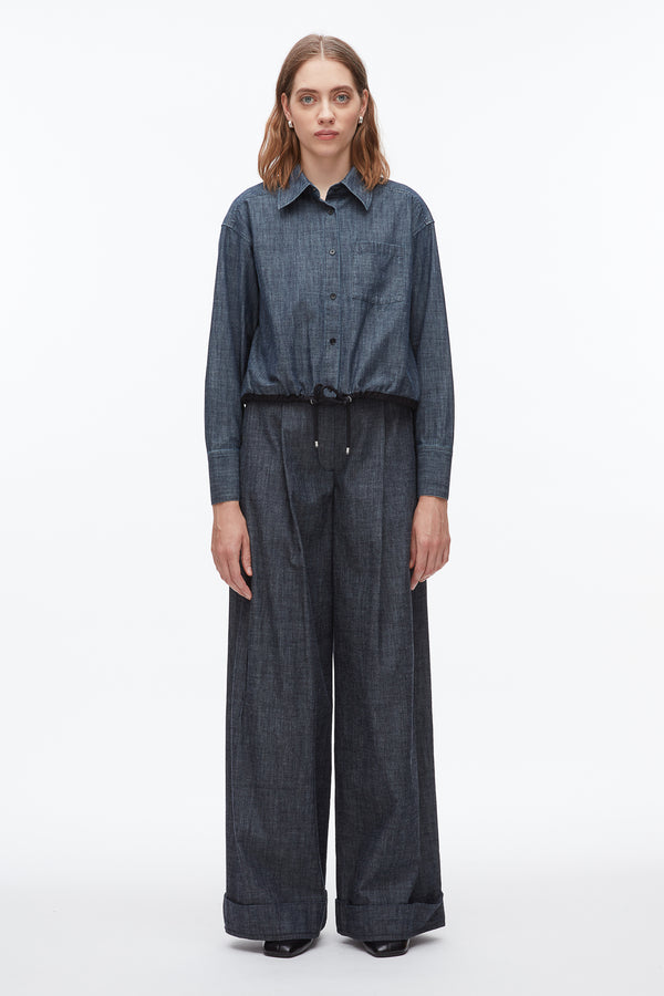 Phillip Lim Cropped Chambray Shirt WASHED INDIGO