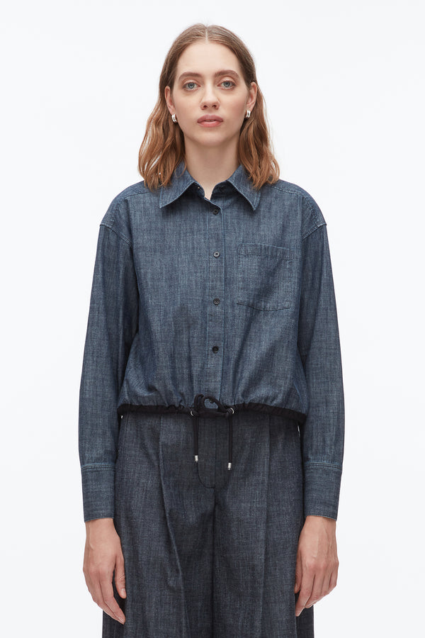 Phillip Lim Cropped Chambray Shirt WASHED INDIGO