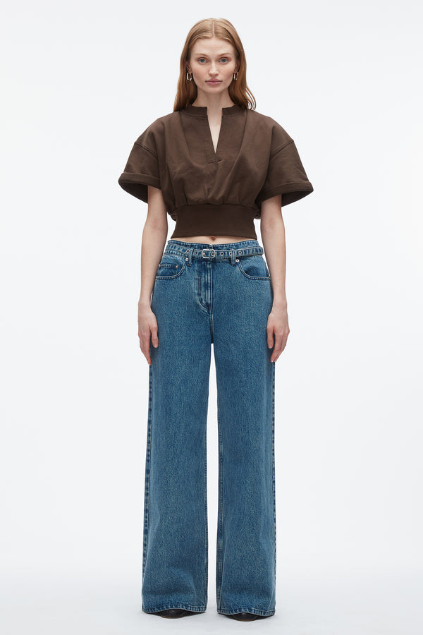 Phillip Lim Cropped Sweatshirt DK CHOCOLATE